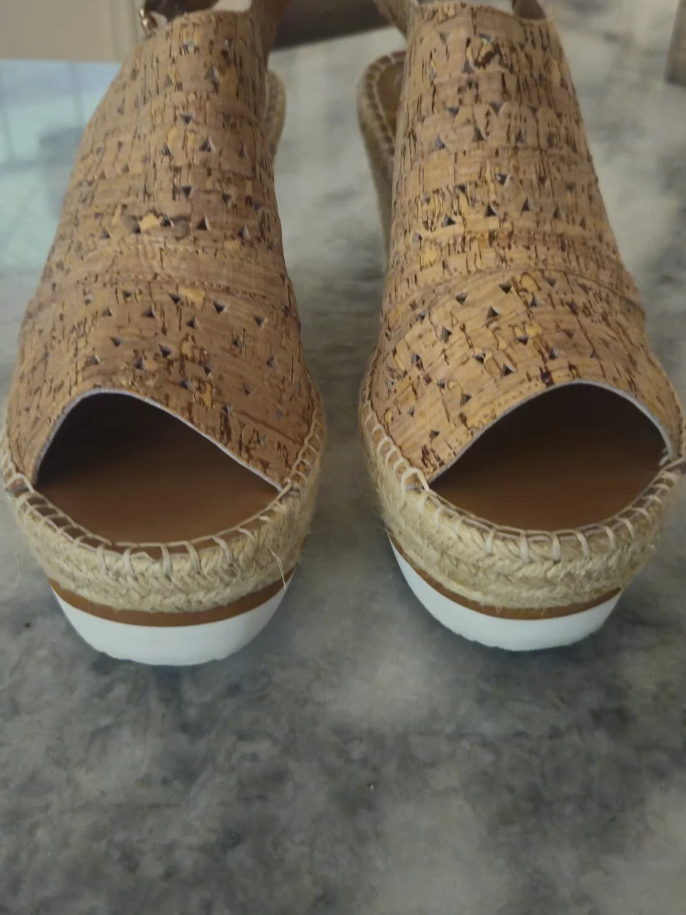 Vaneli Cork-Textured Open-Toe Espadrille Slingbacks - Tan